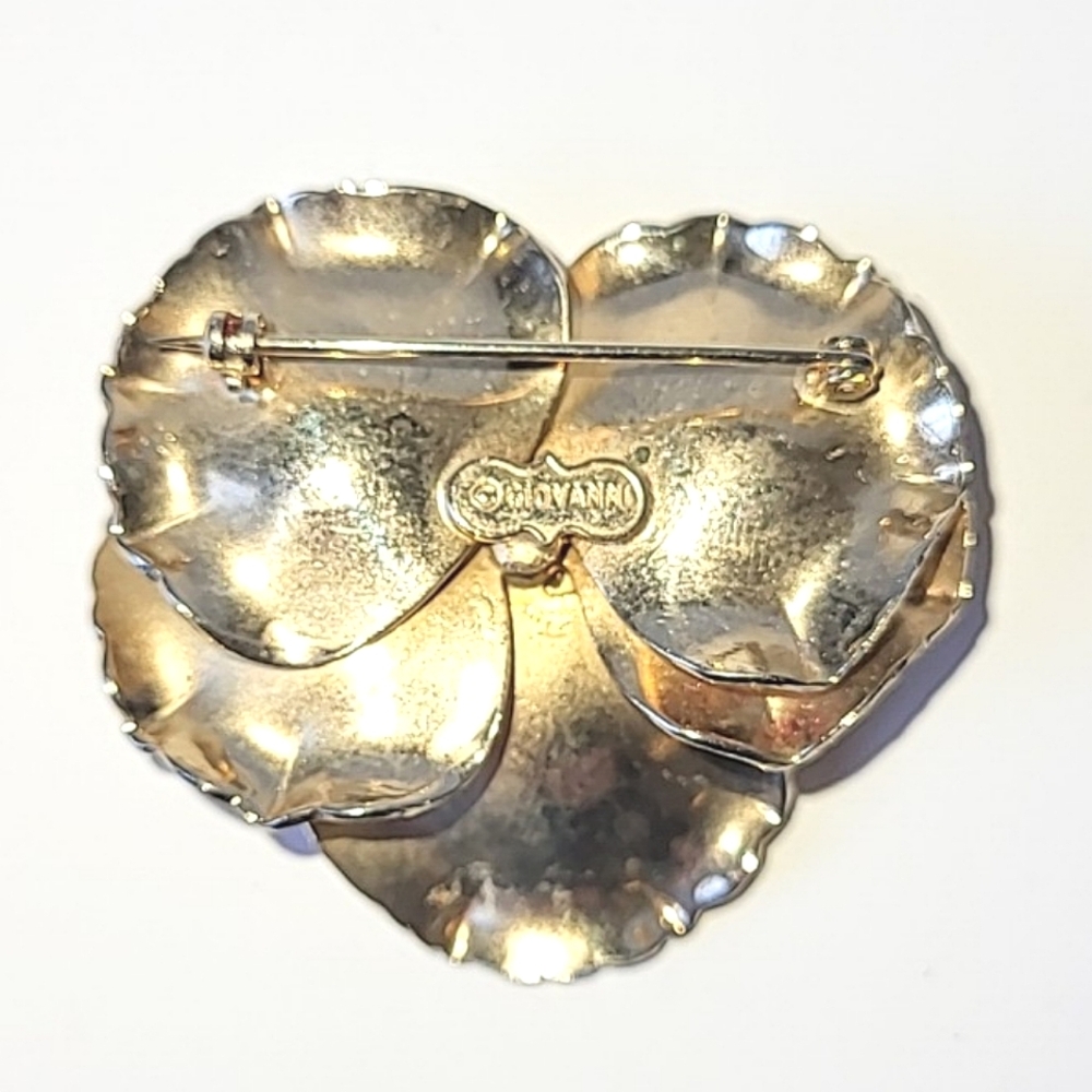 GIOVANNI BROOCHES - PANSY FLOWER & BUTTERFLY GOLDTONE - Picture 8 of 12